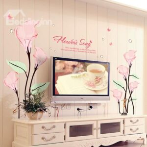 Wonderful Floral Note and Flowers Song Wall Stickers