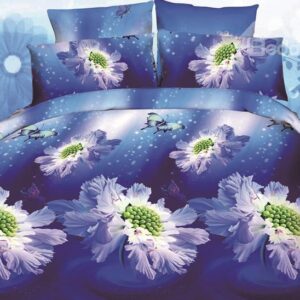 Wonderful Flower Print 4-Piece Polyester Duvet Cover Sets