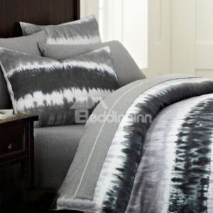 Charcoal Grey Oil Painting 3-Piece Cotton Duvet Cover Sets