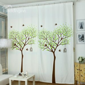 Korean Style Pastoral Lovely Tree Print One Piece Curtain