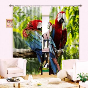 High Quality Vivid Parrot Printing 3D Curtain