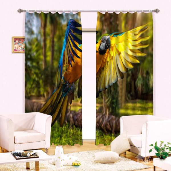 New Arrival Vivid Flying Parrot Printing 3D Curtain