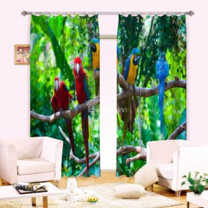 New Arrival Lifelike Colorful Parrots Printing 3D Curtain