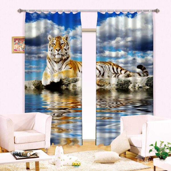 Amazing Lifelike Tiger Print Energy Saving 3D Curtain