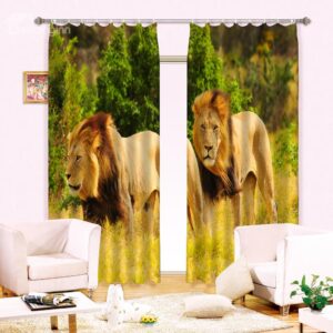High Quality Lion Print Light Blocking 3D Curtain
