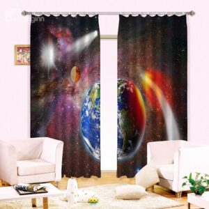 New Arrival Illusional Planet Print Light Blocking 3D Curtain