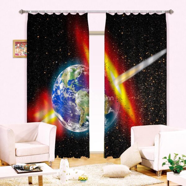 Magnificent Planet Stars Print Energy Saving 3D Curtain