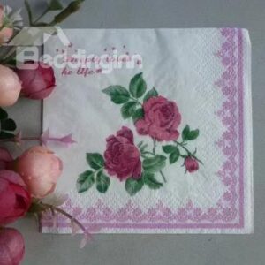 Top Selling Pink Roses Paper Napkin for Gifts Ideas