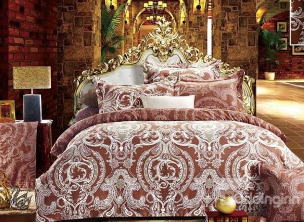 Luxury Paisley Print 4-Piece Polyester Duvet Cover Sets