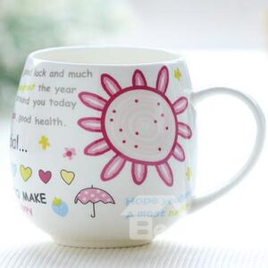 Cheap Pink Bone China Coffee Mug for Girls