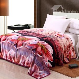 New Arrival Jasmine Nudiflorum Printing Cheap Flannel 3D Blanket