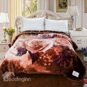 New Arrival Coffee Peonies Printed 3D Blanket