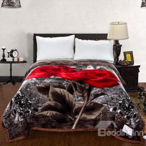 New Arrival Gray Space and Roses Printed 3D Blanket