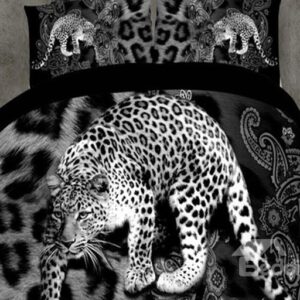 Powerful Leopard Print 4-Piece Polyester Duvet Cover Sets