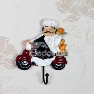 Wonderful Creative Resin Chef On Motorcycle Wall Hook