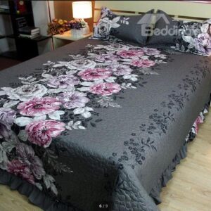 High Quality Big Flowers Printing 100% Cotton Bed in a Bag Set