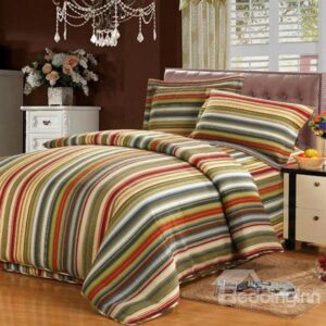 High Quality Stripes Printing Retro Style Bed in a Bag Set
