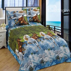High Quality Vivid Horses Printing 3-Piece Bedding Set