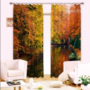 Amazing Boat on Still Water Printing Blackout 3D Curtain