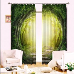 Hot Selling Illusional Woodland Path Print Blackout 3D Curtain