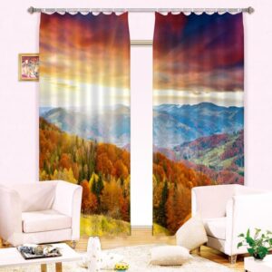 New Arrival Splendid Forest Mountain Print Energy Saving 3D Curtain