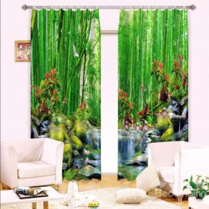 Beautiful Forest Flower Waterfall Print Energy Saving 3D Curtain