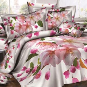 Delicate Peach Blossom Print 4-Piece Cotton Duvet Cover Sets