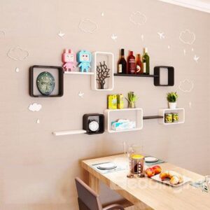 Amazing 2-Set Wood Wall Shelves with Free Wall Stickers