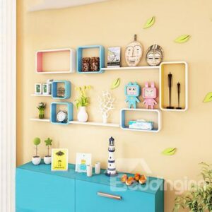 Classic 2-Set Wood Wall Shelves with Free Wall Stickers