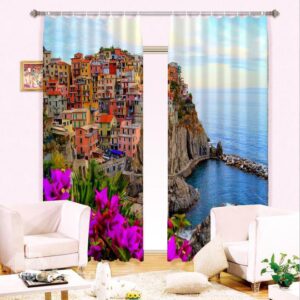 Wonderful Seaside View Energy Saving 3D Curtain