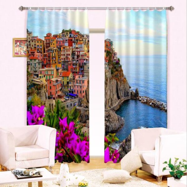 Wonderful Seaside View Energy Saving 3D Curtain