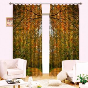 Amazing Thick Forest Printed Light Shading 3D Curtain