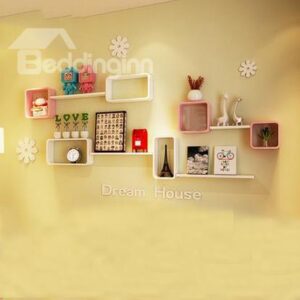 Environmental Protection 2-Set Wood Wall Shelves with Free Wall Stickers