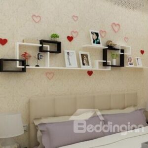 Classic White and Black 1-Set Wood Wall Shelves