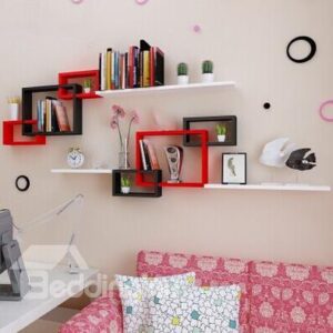 Amazing Red and Black 1-Set Wood Wall Shelves