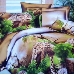 Leopard on the Trunk Print 4-Piece Polyester Duvet Cover Sets
