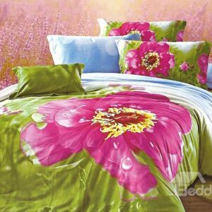 Luxury Big Dewy Flower Print 4-Piece Cotton Duvet Cover Sets