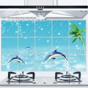 Popular Dolphin Beach Wall Stickers for Kitchen Decoration