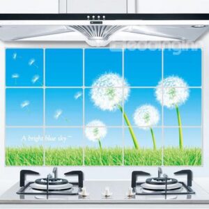 Fantastic Dandelion Aluminum Foil Oil Proof Kitchen Hearth Removable Wall Stickers
