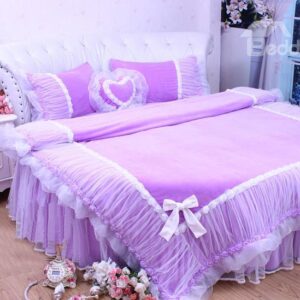 Bowtie Trim Lace 4-Piece Princess Duvet Cover Sets