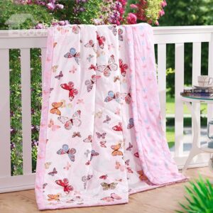 Lifelike Butterflies Printing Covered Edge Cotton Quilt