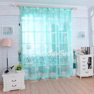 Blue Lovely Cartoon Cloud Pattern Custom Sheer Curtain