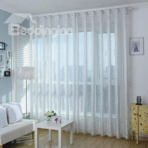 Elegant Fresh Light Gray Plant Pattern Custom Sheer Curtain