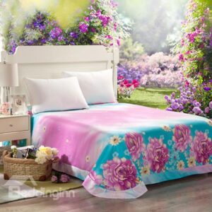 Flowing Light and Color Flowers Printing Cotton Printed Sheet