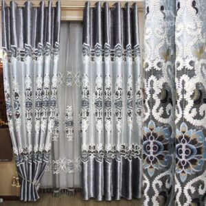 European Style Luxury Exquisite Design Jacquard Grommet Top Curtain