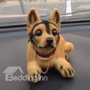 Resin Flocking Shaking Head Shepherd Dog Creative Car Decor