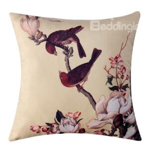 Two Loving Birds on a Branch Suede Nap Pillowcase