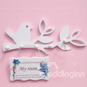 Fantastic Wood Plastic Plate Birds Wall Hook with No Door Plate
