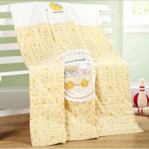 Cute Rabbit and Bear Cotton Baby Quilt