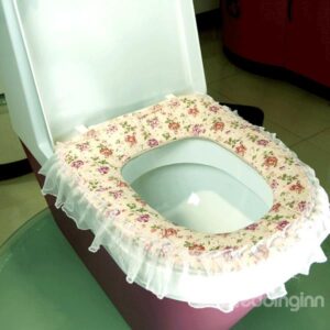 Rural Cute Fabrics Lace Zipper Warmth Toilet Seat Cover